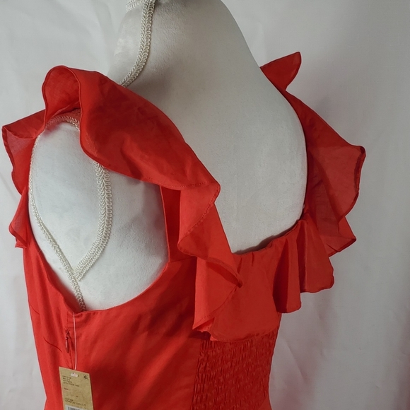 Cremieux  Cassie Red Ruffle Midi Dress Size 10 new with tags - Picture 5 of 10